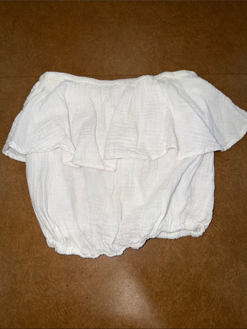 Michael Stars White Ruffle Tube Top • 100% Cotton • Lightweight • Textured • EUC